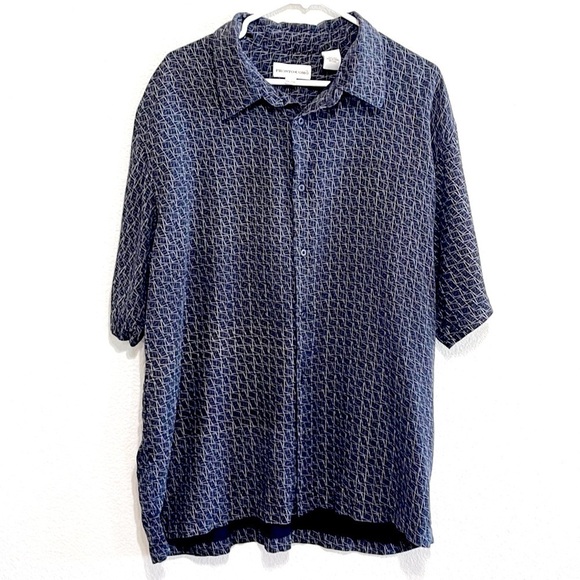 Pronto Uomo 100% SILK Men Black Button Down Shirt Size XXL - Picture 1 of 11